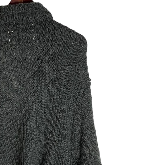 Abercrombie and Fitch Chunky Knit Waterfall Open Front Gray Dolman Cardigan M L - Picture 12 of 14